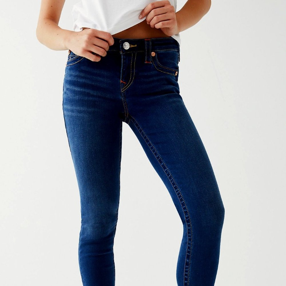 True Religion Jeans - Halle Mid Rise Super Skinny - Dark Wash Size 27